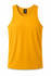 A yellow men's singlet featuring a crew neck and a logo at the neck. Smooth fabric and sleeveless design.