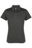 A dark green polo shirt featuring a collar, three buttons, and a logo on the chest.
