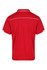 A red polo shirt featuring a collar and white accent sections, with a logo on the back.