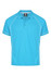 A short-sleeved men's polo shirt in bright blue with contrasting white piping and a collar. It features a logo.