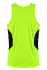 A bright lime green singlet with black side panels and a logo on the back.