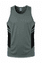 A men's singlet in grey with black side panels and branding, designed for casual wear or sports.