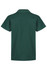 A green polo shirt with a collar and short sleeves, featuring a logo on the back.