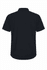 A short-sleeve men's button-up shirt in black with a plain back design and a collar.