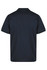 A dark navy polo shirt featuring a collar and short sleeves, with a branding logo.
