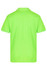 A bright green polo shirt with a collar and short sleeves. It features a logo on the back.