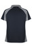 A navy and grey polo shirt with a contrast design and a branding logo.