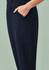 A navy blue women's jogger scrub pant featuring a side pocket and an elastic waistband.