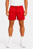 Red rugby men's shorts featuring an elastic waistband and a logo. Suitable for sports activities.