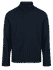 A navy soft shell jacket featuring a zip-up front and two side pockets, with a high neck design.