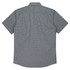 A short-sleeve button-up shirt in a grey check pattern, featuring a back yoke and logo branding.