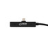 A black charging dock with a USB-C connector, featuring a logo and attached cable.