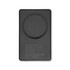 A black solid-state power bank with a circular charging area and a logo on the surface.