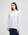 A light grey adult crew sweatshirt with a relaxed fit, featuring a logo on the sleeve.