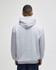 A grey pullover hooded sweatshirt viewed from the back, featuring a spacious hood and relaxed fit.