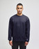 A dark navy Champion adult short-sleeve T-shirt with a logo prominently displayed.