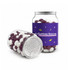 Clear jar filled with purple and white jelly beans, featuring a branding label on the side.