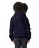 A navy pullover hooded sweatshirt for youth, featuring a hood and casual fit, viewed from the back.