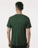A green men's performance t-shirt featuring a plain design and a logo on the back.