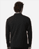 A black men's stretch fleece 1/4 zip jacket, viewed from the back, featuring a simple design and a logo.