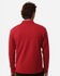 A red men's stretch fleece 1/4 zip top, viewed from the back, featuring a simple design and a logo.