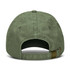 A green vintage washed cap featuring a buckle closure and an open back design. It has a simple branding logo.