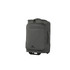 A grey wheeled duffle bag with zippers and a handle, featuring a logo on the front.