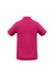 A magenta polo shirt with short sleeves and a collar. The back view features a simple design with a logo.