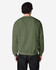 A back view of a green Gildan Heavy Blend Adult Crewneck Sweatshirt with a logo on the side.