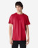 A red Gildan Ultra Cotton adult T-shirt on a model, featuring a basic crew neck and short sleeves.