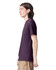 A purple unisex short sleeve t-shirt displayed from the side, featuring a simple design and a brand logo.