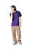 A unisex fine jersey short sleeve T-shirt in purple, worn with beige cargo pants, featuring a logo.
