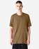 A unisex short sleeve t-shirt in a muted brown colour, featuring a simple design and a logo.