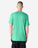 A mint green unisex short sleeve t-shirt with a plain back and a logo on the upper side.
