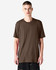A unisex short sleeve t-shirt in brown, featuring a relaxed fit and a simple design. It has a branding logo.