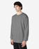 A grey long sleeve t-shirt designed for adults, featuring a crew neck and a simple, unadorned style.