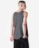 A unisex fine jersey tank top in grey, featuring a smooth finish and a simple design. It has a logo on the back.
