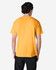 A back view of a Gildan Heavy Cotton adult t-shirt in vibrant yellow, featuring short sleeves and a plain design.