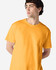 A yellow Gildan Heavy Cotton adult t-shirt displayed on a male model. The shirt has a simple design and a logo.