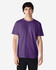 A purple Gildan Heavy Cotton Adult T-Shirt displayed on a model, featuring a plain design and a logo.