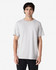 A grey Gildan Heavy Cotton adult T-shirt is displayed, featuring a simple design and short sleeves.