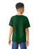 A youth T-shirt in dark green, featuring a plain back view and short sleeves. It has a branding logo.
