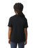 A black youth t-shirt with a straight cut and a modest design. The shirt has a logo on the back.