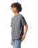 A youth t-shirt in grey, featuring short sleeves and a standard fit. The design includes a logo.