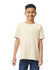 A youth t-shirt in a light beige colour, featuring a comfortable fit and a branding logo.