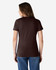 A ladies' t-shirt in brown, featuring a fitted design and short sleeves, with a logo on the back.