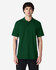 A green and navy polo shirt with a collar, displayed on a male model. The shirt features a logo.