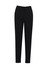Black tailored women's trousers with a sleek design and a logo on the waistband.