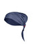 A navy blue chef bandana with a tie at the back and a small logo. Perfect for kitchen wear.