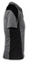 A grey and black polo shirt with a modern design and a logo on the front.